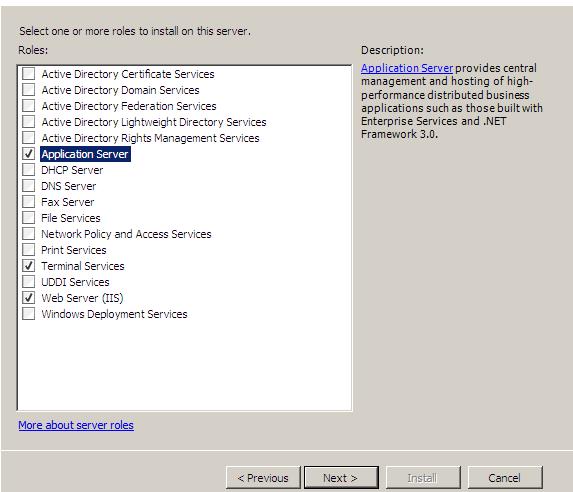 Windows 2008 roles